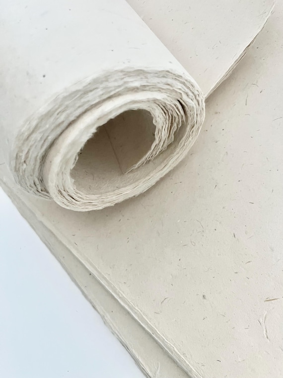 Decorative Paper, Handmade Lokta Paper, Light Natural Colors, eco-friendly, Tree free, acid free, 5 SHEETS IN ROLL
