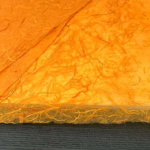 Fiber Decorative Paper, Handmade Paper, Light Natural Orange Colors, eco-friendly, bookbinder Craft paper, White Fiber Paper