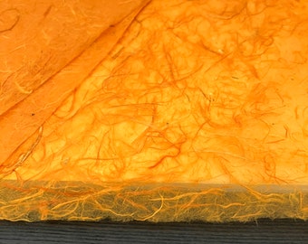 Fiber Decorative Paper, Handmade Paper, Light Natural Orange Colors, eco-friendly, bookbinder Craft paper, White Fiber Paper