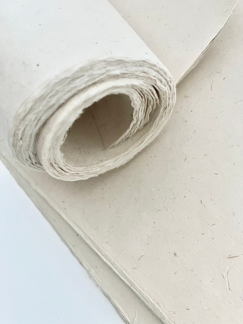 Decorative Paper, Handmade Lokta Paper, Light Natural Colors, eco-friendly, Tree free, acid free, 5 SHEETS IN ROLL image 6