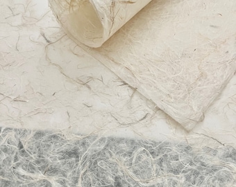 Fiber Decorative Handmade Paper, Light Natural white Colors, eco-friendly, bookbinder Craft paper, White Fiber Paper