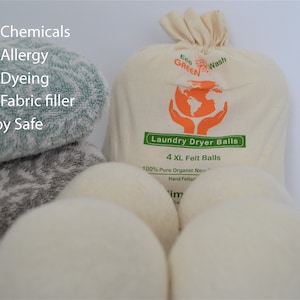 Premium XL Wool Dryer Ball - Extra Large Organic Dryer Ball - Unscented Dryer Ball or Scented Felt Ball - Natural Laundry Solutions