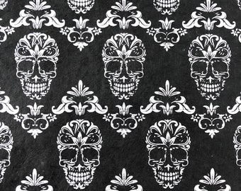 Skull pattern Fine Decorative Paper, Lokta Paper, Nepalese Handmade paper, Halloween wrap, Gift wrapping paper, best gift wrap, scrap paper