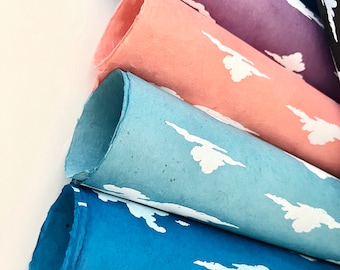 Papel decorativo de nubes, papel lokta, papel nepalí, papel hecho a mano, papel para envolver regalos, papel sostenible, papel washi