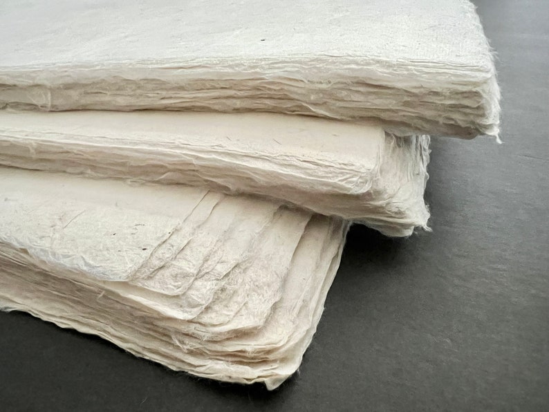 Decorative Paper, Handmade Lokta Paper, Light Natural Colors, eco-friendly, Tree free, acid free, 5 SHEETS IN ROLL image 3