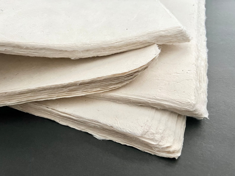 Decorative Paper, Handmade Lokta Paper, Light Natural Colors, eco-friendly, Tree free, acid free, 5 SHEETS IN ROLL image 2