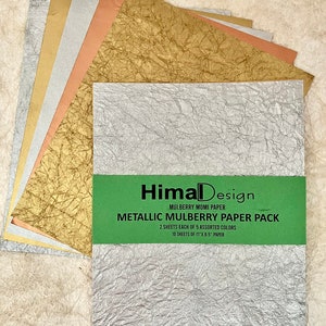 Metallic Mulberry Paper Scrap Pack, Origami Paper, Handmade Paper. Luxury Paper, Bookbinding, Envelopes Lining, Lokta Paper, Notebook