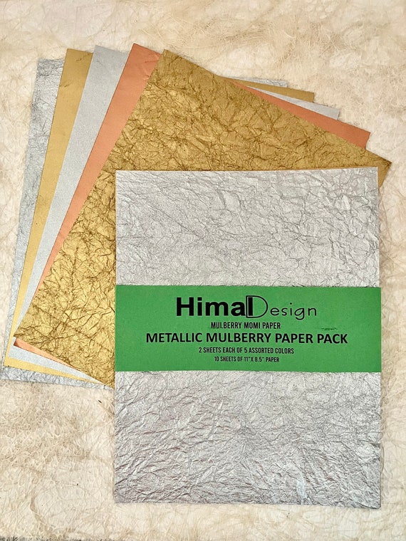 Metallic Mulberry Paper Scrap Pack, Origami Paper, Handmade Paper. Luxury Paper, Bookbinding, Envelopes Lining, Lokta Paper, Notebook