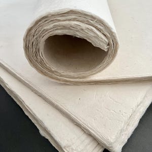 Decorative Paper, Handmade Lokta Paper, Light Natural Colors, eco-friendly, Tree free, acid free, 5 SHEETS IN ROLL image 7
