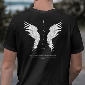 Kristen herr-T-shirt med Jesaja 40:31, vingar som örnar