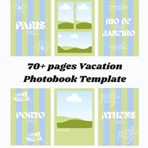 Photobook Vacation Template, Costumizable Photoalbum Cover, Editable Canva Picture Pages, Holiday Memory Book Creator, Travel Album Template