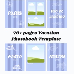 Photobook Vacation Template, Costumizable Photoalbum Cover, Editable Canva Picture Pages, Holiday Memory Book Creator, Travel Album Template