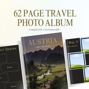 Photobook Vacation Template, Costumizable Photoalbum Cover, Editable Canva Picture Pages, Holiday Memory Book Creator, Travel Album Template