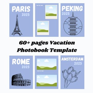 Photobook Vacation Holiday Template, Costumizable Photo Album Covers, City Trip Simple Photo Album Canva Template, Personalisable Photobook