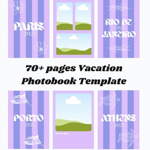 Photobook Vacation Template, Costumizable Photoalbum Cover, Editable Canva Picture Pages, Holiday Memory Book Creator, Travel Album Template