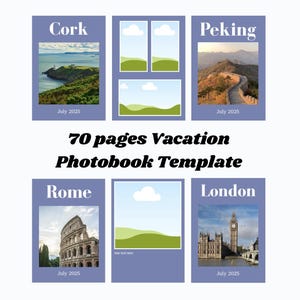 Photobook Vacation Template, Costumizable Photoalbum Cover, Editable Canva Picture Pages, Holiday Memory Book Creator, Travel Album Template