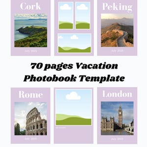 Photobook Vacation Template, Costumizable Photoalbum Cover, Editable Canva Picture Pages, Holiday Memory Book Creator, Travel Album Template