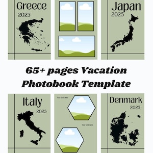 Photobook Vacation Template, Costumizable Photoalbum Cover, Editable Canva Picture Pages, Holiday Memory Book Creator, Travel Album Template