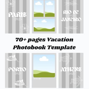 Photobook Vacation Template, Costumizable Photoalbum Cover, Editable Canva Picture Pages, Holiday Memory Book Creator, Travel Album Template