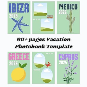 Photobook Vacation Template, Costumizable Photoalbum Cover, Editable Canva Picture Pages, Holiday Memory Book Creator, Travel Album Template