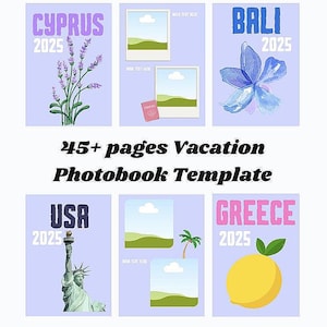 Photobook Vacation Template, Costumizable Photoalbum Cover, Editable Canva Picture Pages, Holiday Memory Book Creator, Travel Album Template