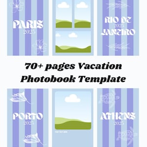 Photobook Vacation Template, Costumizable Photoalbum Cover, Editable Canva Picture Pages, Holiday Memory Book Creator, Travel Album Template