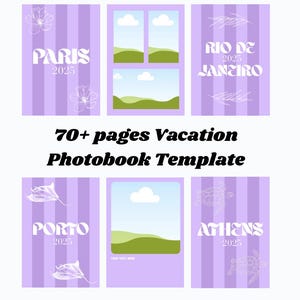 Photobook Vacation Template, Costumizable Photoalbum Cover, Editable Canva Picture Pages, Holiday Memory Book Creator, Travel Album Template