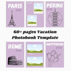 Photobook Vacation Holiday Template, Costumizable Photo Album Covers, City Trip Simple Photo Album Canva Template, Personalisable Photobook