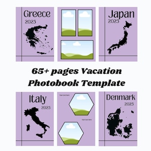 Photobook Vacation Template, Costumizable Photoalbum Cover, Editable Canva Picture Pages, Holiday Memory Book Creator, Travel Album Template