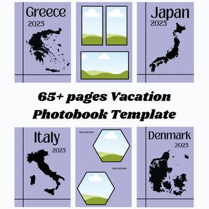 Photobook Vacation Template, Costumizable Photoalbum Cover, Editable Canva Picture Pages, Holiday Memory Book Creator, Travel Album Template