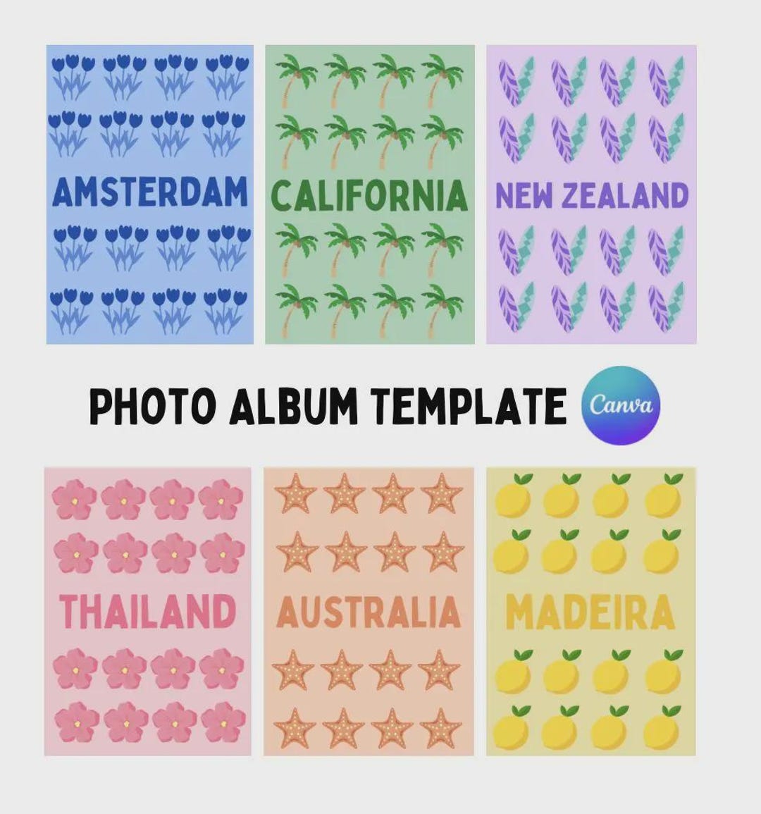 Travel Photo Book Customizable Canva Template, Vacation Photo Album