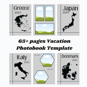 Photobook Vacation Template, Costumizable Photoalbum Cover, Editable Canva Picture Pages, Holiday Memory Book Creator, Travel Album Template