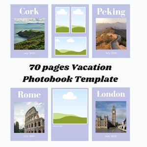Photobook Vacation Template, Costumizable Photoalbum Cover, Editable Canva Picture Pages, Holiday Memory Book Creator, Travel Album Template
