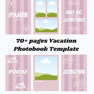 Photobook Vacation Template, Costumizable Photoalbum Cover, Editable Canva Picture Pages, Holiday Memory Book Creator, Travel Album Template