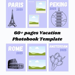 Photobook Vacation Holiday Template, Costumizable Photo Album Covers, City Trip Simple Photo Album Canva Template, Personalisable Photobook