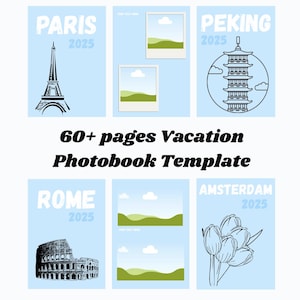 Photobook Vacation Holiday Template, Costumizable Photo Album Covers, City Trip Simple Photo Album Canva Template, Personalisable Photobook