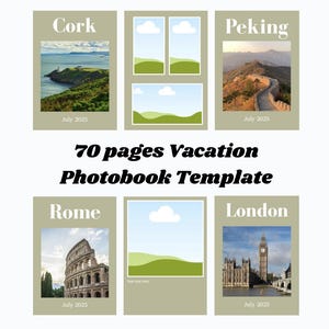 Photobook Vacation Template, Costumizable Photoalbum Cover, Editable Canva Picture Pages, Holiday Memory Book Creator, Travel Album Template
