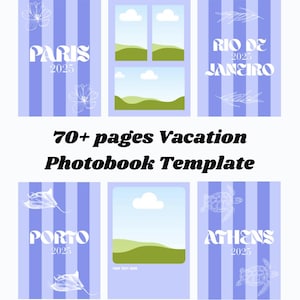 Photobook Vacation Template, Costumizable Photoalbum Cover, Editable Canva Picture Pages, Holiday Memory Book Creator, Travel Album Template