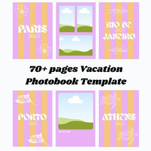 Photobook Vacation Template, Costumizable Photoalbum Cover, Editable Canva Picture Pages, Holiday Memory Book Creator, Travel Album Template