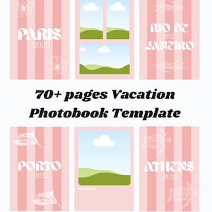 Photobook Vacation Template, Costumizable Photoalbum Cover, Editable Canva Picture Pages, Holiday Memory Book Creator, Travel Album Template