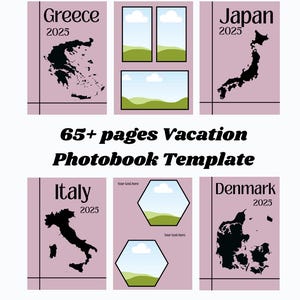 Photobook Vacation Template, Costumizable Photoalbum Cover, Editable Canva Picture Pages, Holiday Memory Book Creator, Travel Album Template