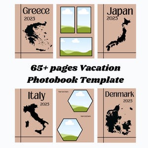 Photobook Vacation Template, Costumizable Photoalbum Cover, Editable Canva Picture Pages, Holiday Memory Book Creator, Travel Album Template