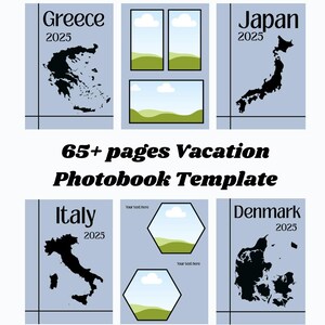 Photobook Vacation Template, Costumizable Photoalbum Cover, Editable Canva Picture Pages, Holiday Memory Book Creator, Travel Album Template