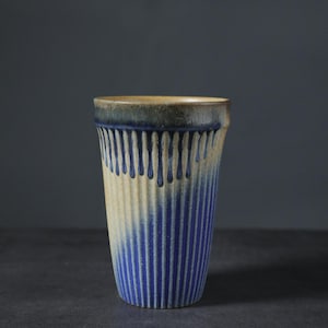 Handmade Drip Glaze Pottery Mug, Unique Abstract Ceramic Matte Cup, Artisan Coffee Mug 440ml