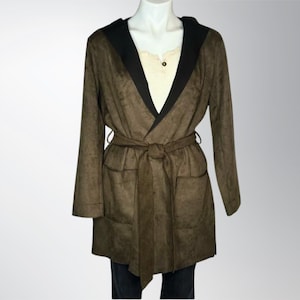 Womens Suede Leather Coat | Vintage 70s Hooded Suede Trench Coat | Handmade Brown Suede Overcoat | Long Leather Coat For Women