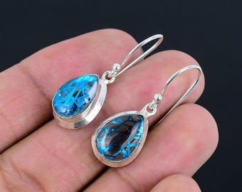 Handgemachte Sterling Silber Rutilquarz Tropfen Ohrringe | Heilender Kristallschmuck