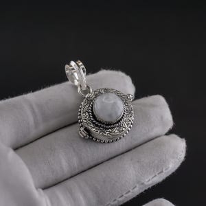 White Rainbow moonstone Poison Locket Pendant – Sterling Silver Secret Compartment Necklace | Hidden Keepsake Amulet Jewelry