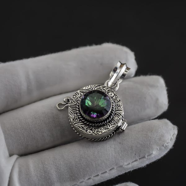 Poison Pendant Beautiful mystic topaz Box Pendant 925 Sterling Silver Pendant Handmade Pendant secret compartment Pendant Gift for Her