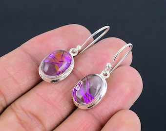 Handgemachte Sterling Silber Rutilquarz Tropfen Ohrringe | Heilender Kristall