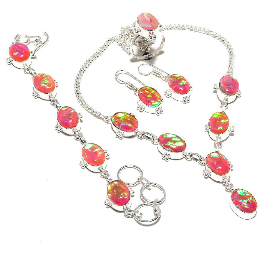 Garnet Jewelry Set | Necklace, Bracelet, Earrings, Ring | Silver